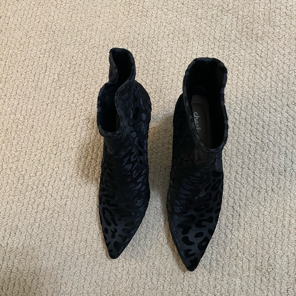 Charles By Charles David Black Leopard Ankle Boots